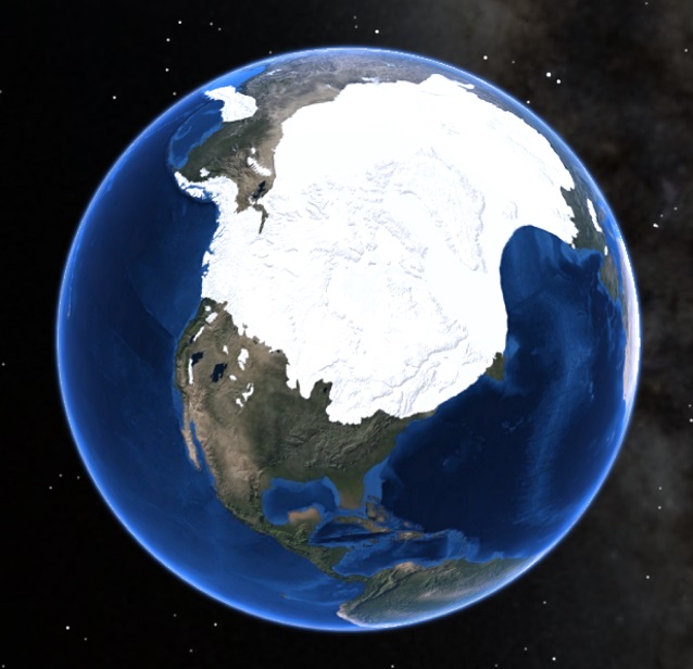 Représentation numérisée de la Terre recouverte de glace il y a 20 000 ans. 